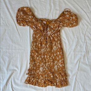 Pink Lily Mustard Floral Women’s Dress